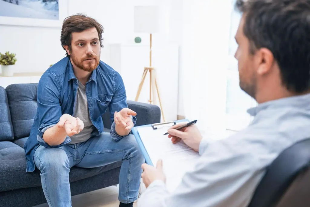 Male client during one on one therapy