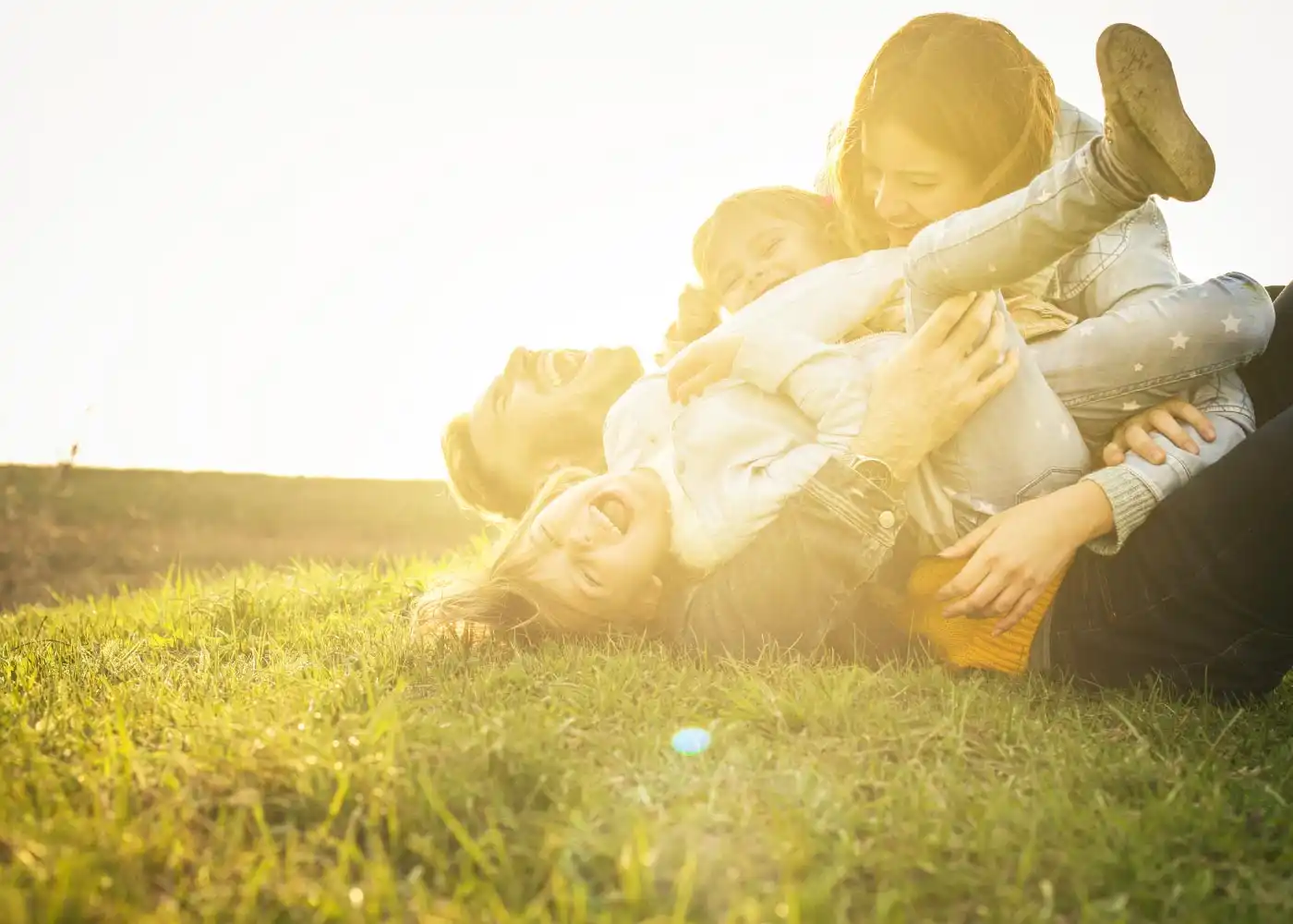 a male client happy with his family