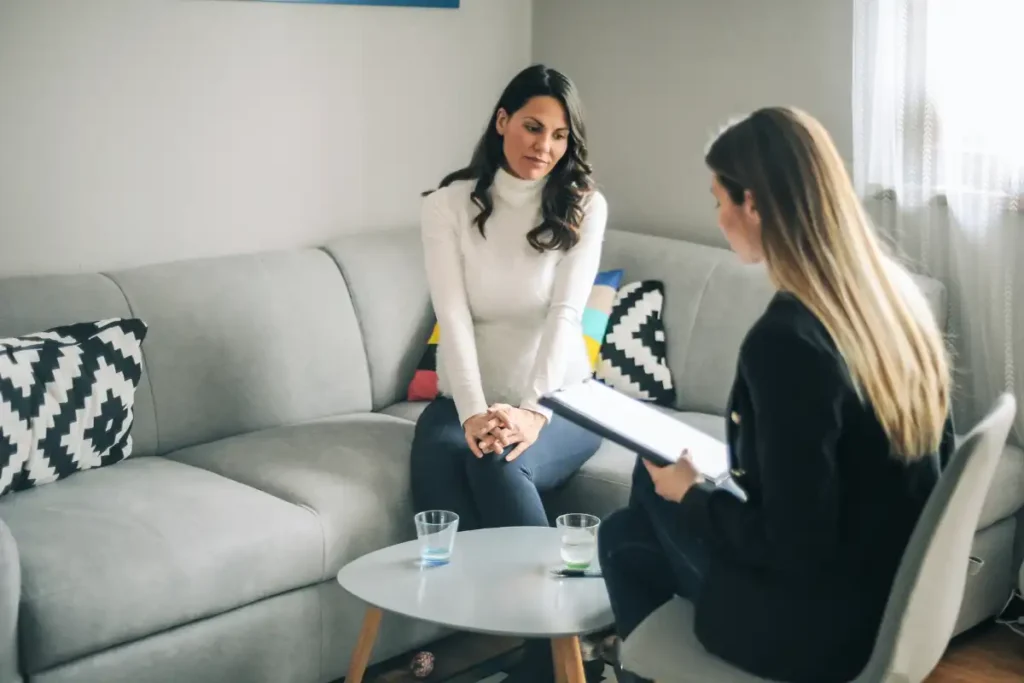 Female client during counseling equiping her with relapse prevention strategies