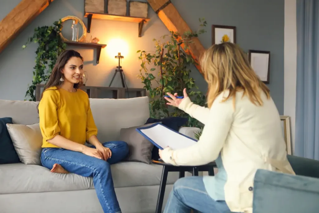 a female client together with her psychologist during one on one counseling