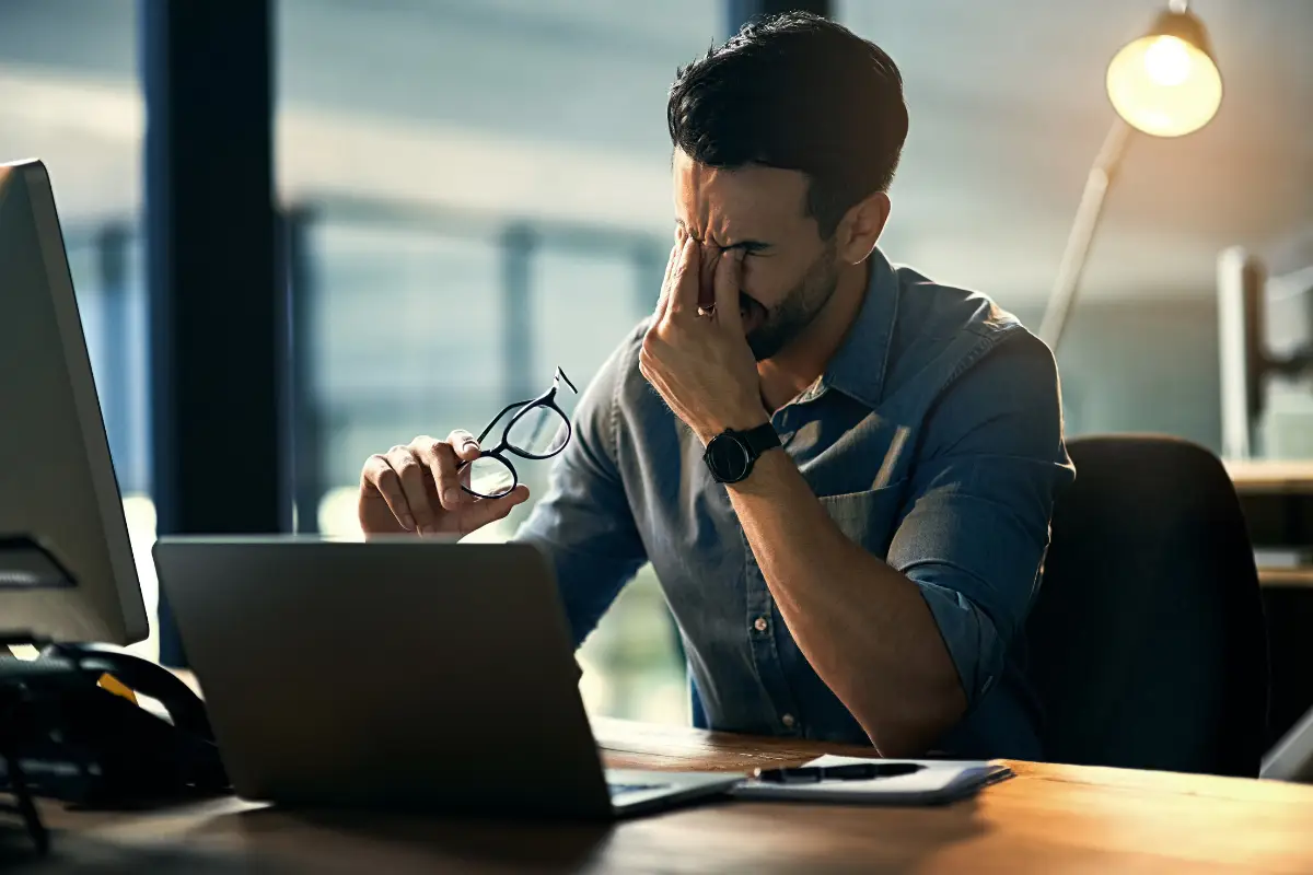 man stress at work