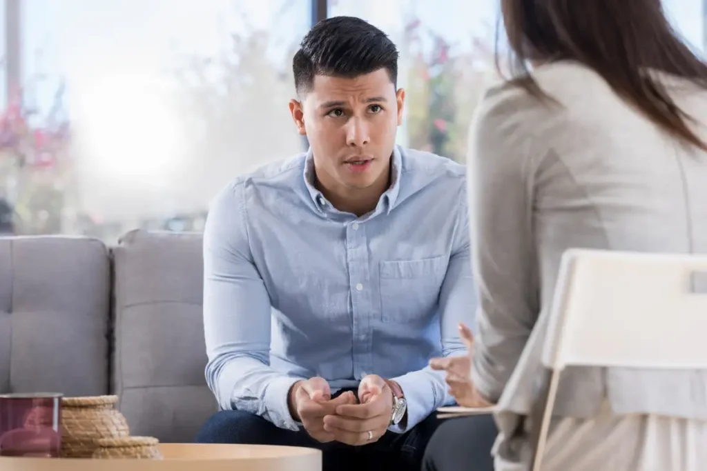 male client during a one on one counseling at drug and alcohol detox in menifee CA