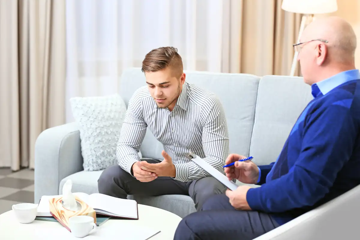 male client during dual diagnosis treatment in a clinical setting near menifee, california