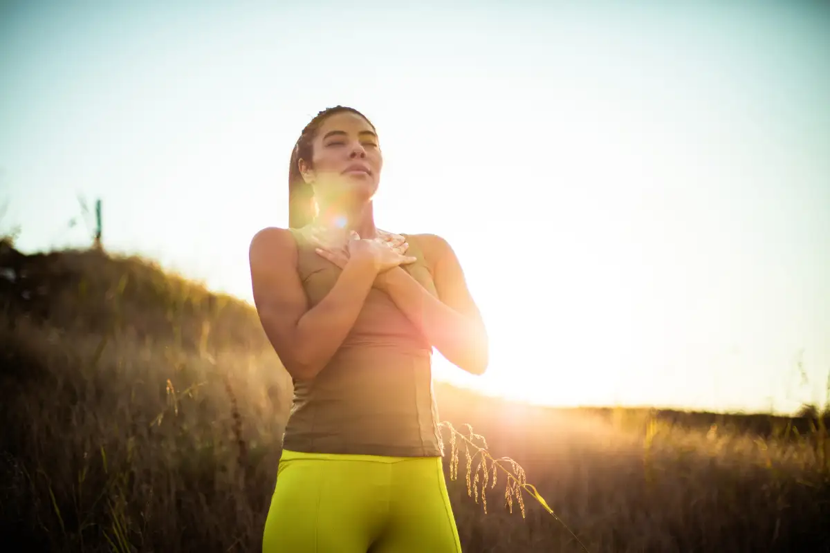 woman doing breathworks exercise