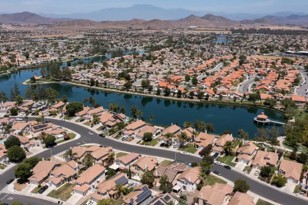 Aerial view of housing in Menifee California