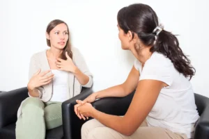 a female client during counseling