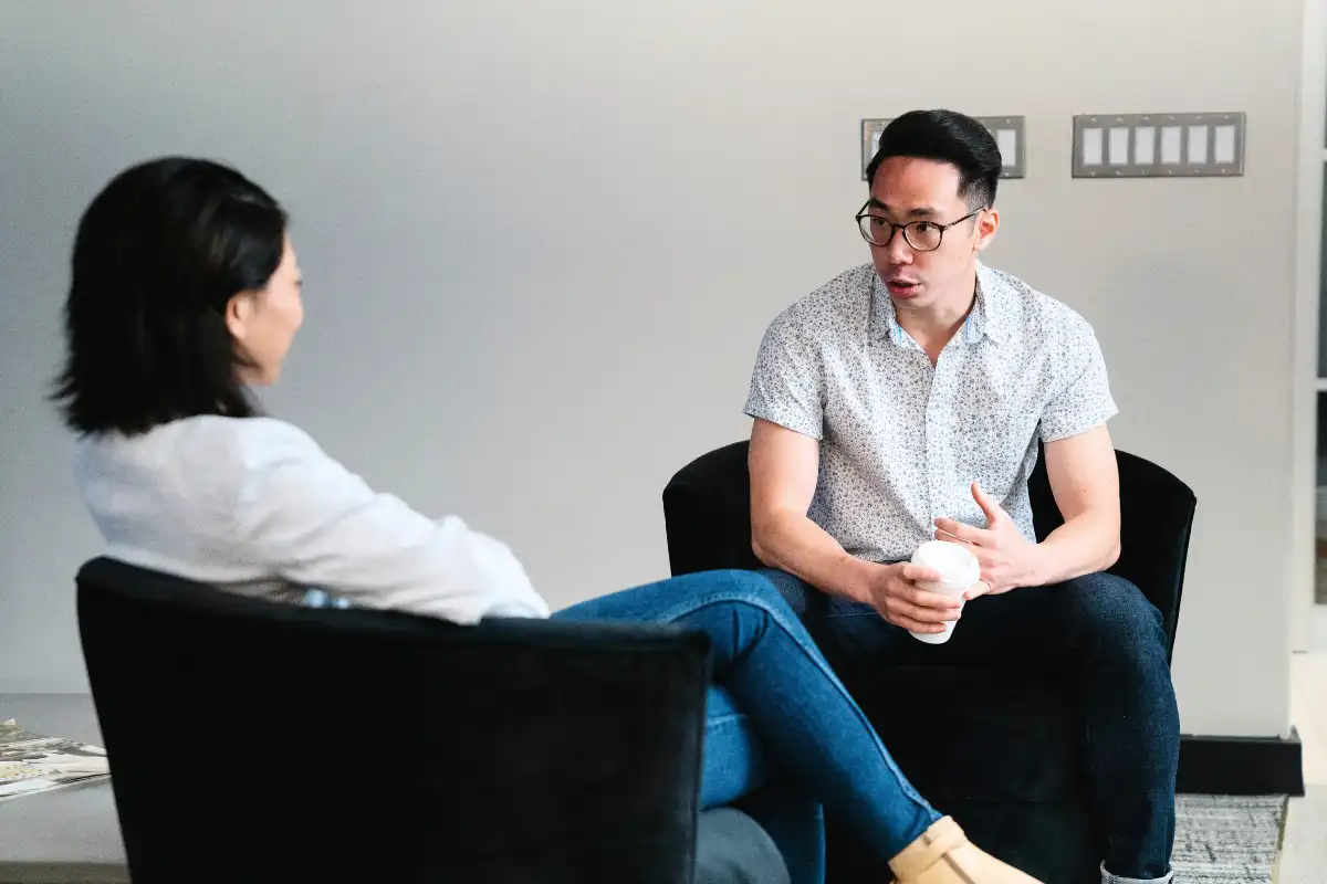 male client during one on one therapy