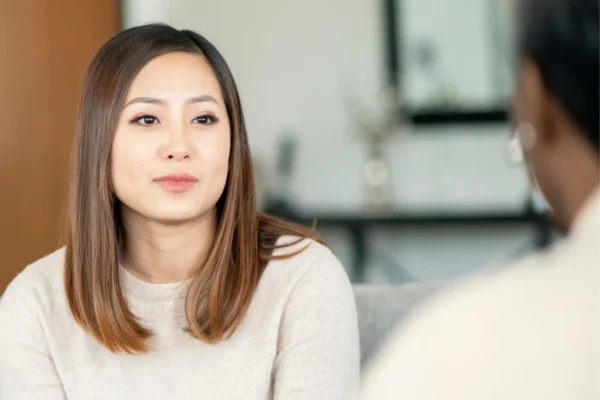 woman during individual therapy in drug and alcohol detox treatment center in menifee
