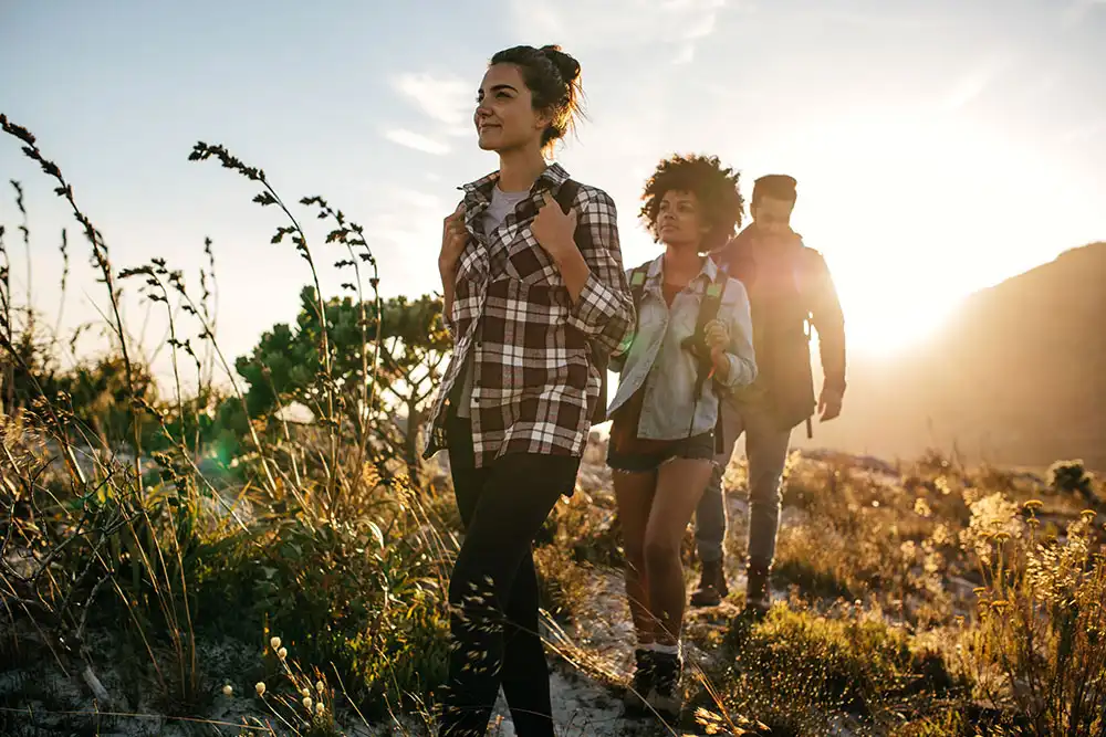 men and women hiking in southern california