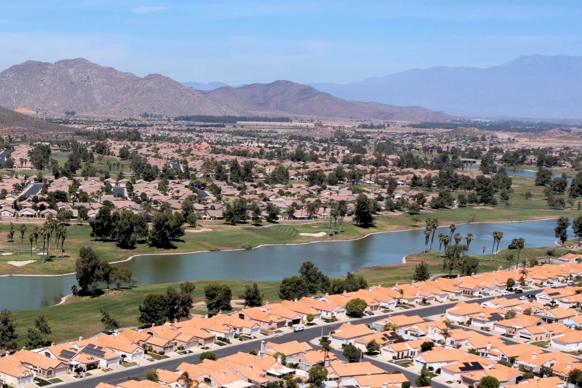 Aerial view of housing in Menifee California