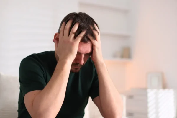 Depressed Man at Home. Mental Health Problem