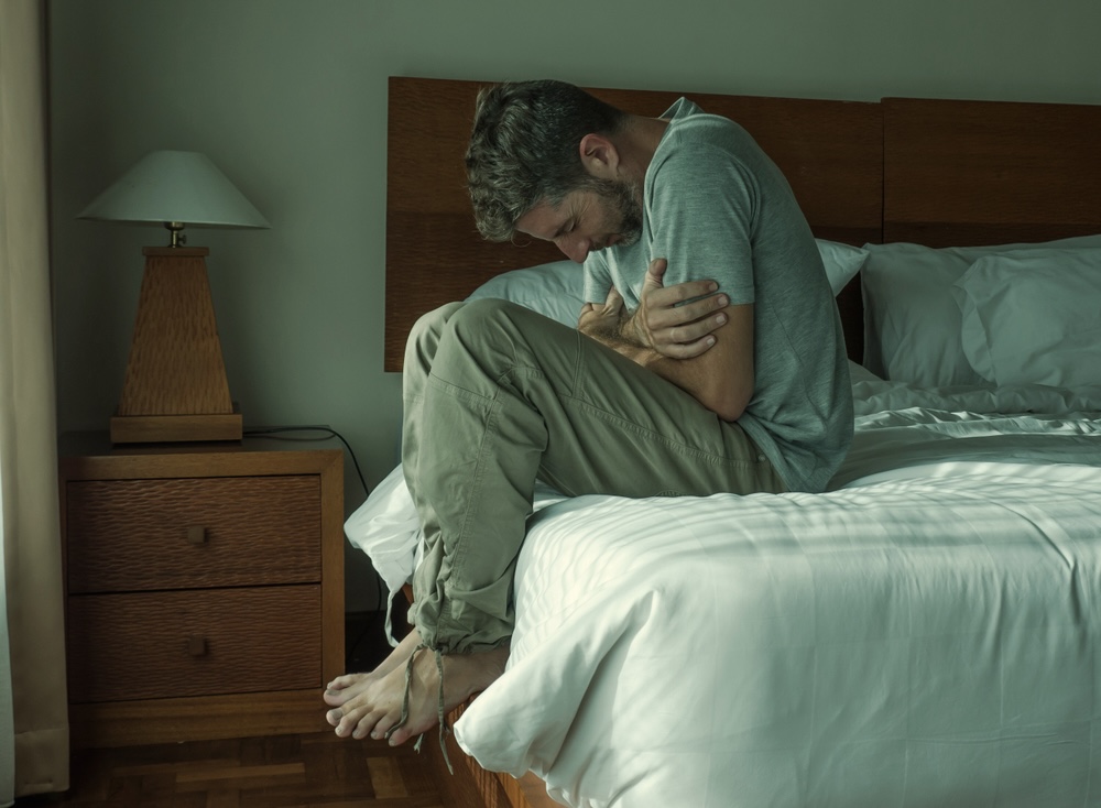 Man struggling in the first days of sobriety