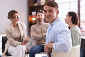 Group therapy in a rehab for substance abuse